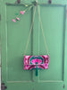 Pink & Green Silk Ikat clutch bag