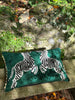 Emerald Velvet Zebra Velvet ikat Cushion with Ric Rac