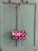 Multi Chequerboard Ikat velvet clutch bag