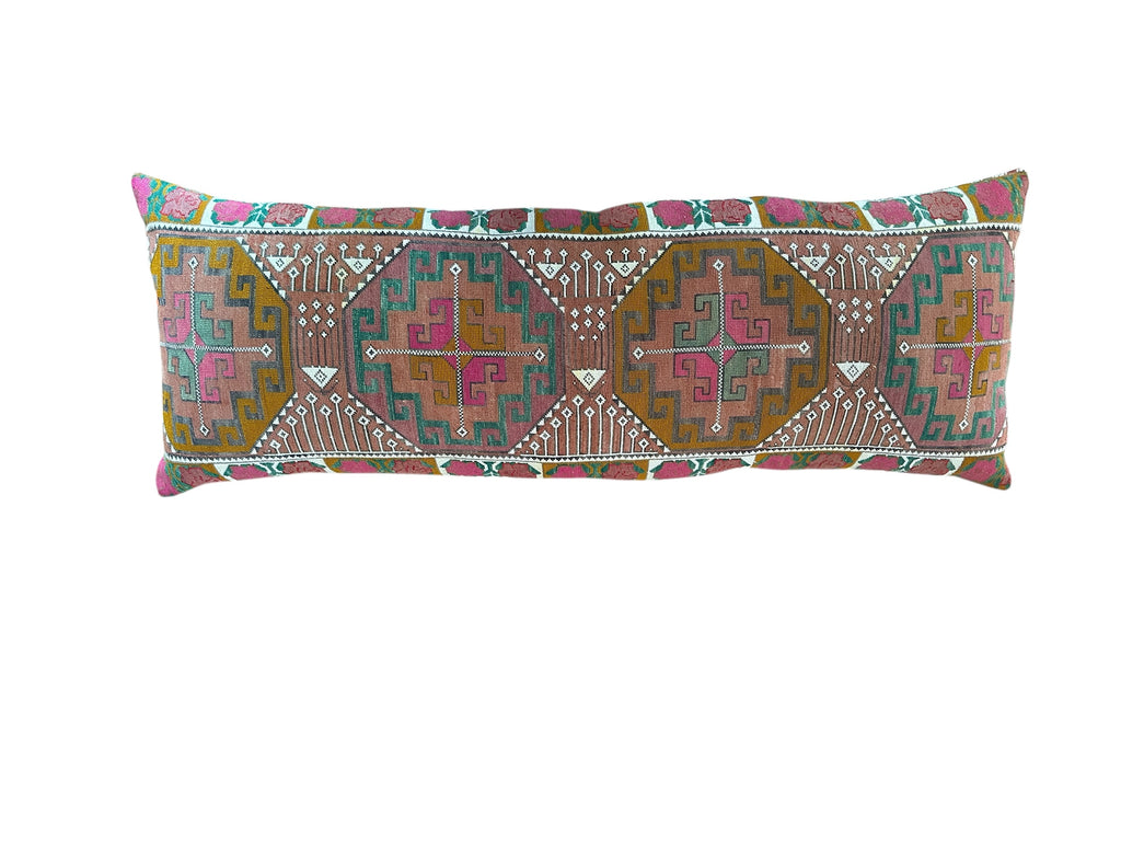 Incredible Antique Needlework Bolster Cushion