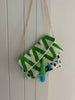 Emerald Green Ikat velvet clutch bag