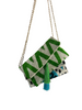 Emerald Green Ikat velvet clutch bag