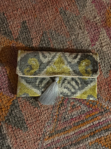 Ikat velvet clutch bag