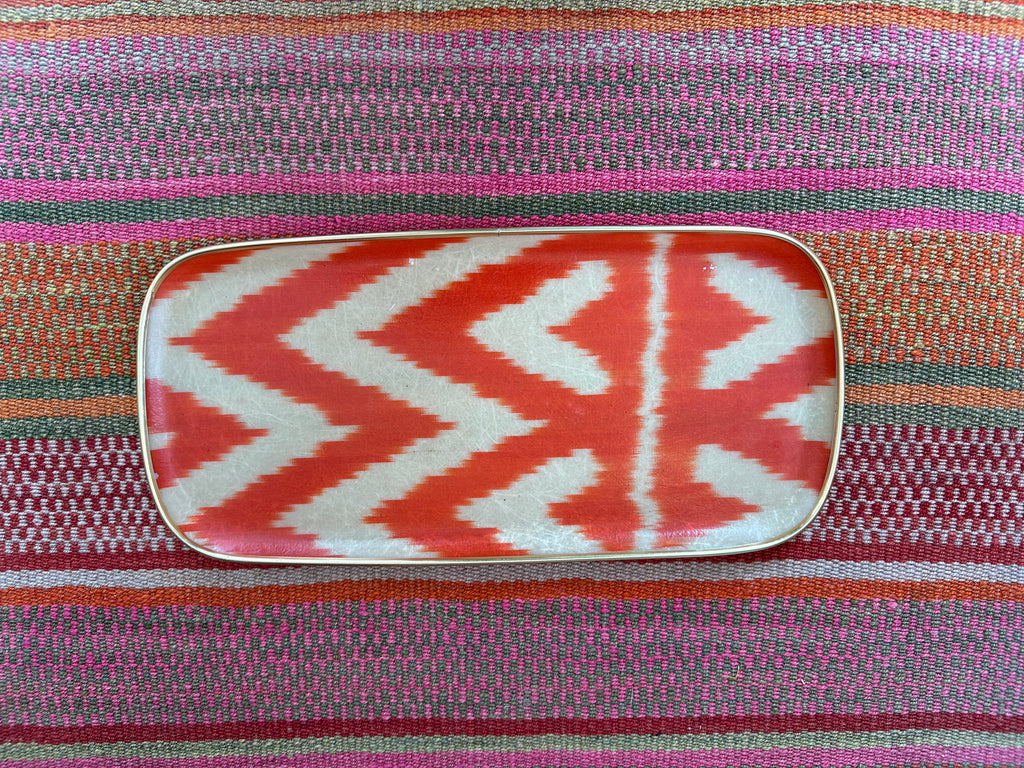 Orange Ikat fibreglass tray
