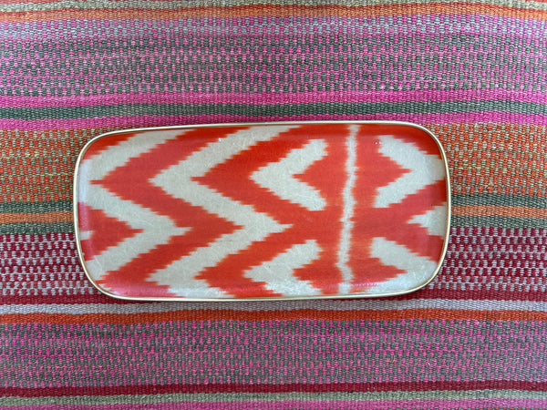 Orange Ikat fibreglass tray