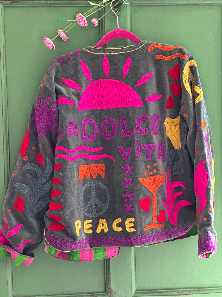La Dolce Vita Embroidered Jacket Soft Green