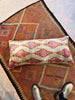 Khaki and Coral Zigzag Velvet ikat Cushion