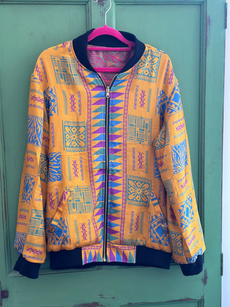 Reversible Silk Sari Bomber