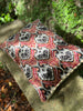 Soft Coral Velvet ikat Cushion with Ric Rac