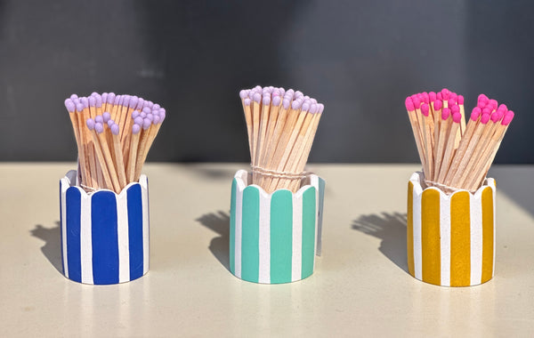 Striped Match Pots