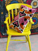 Stunning Pink, Orange & Black  Ikat velvet cushion