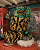 Tiger Velvet Ikat Lampshade, contrast lined.