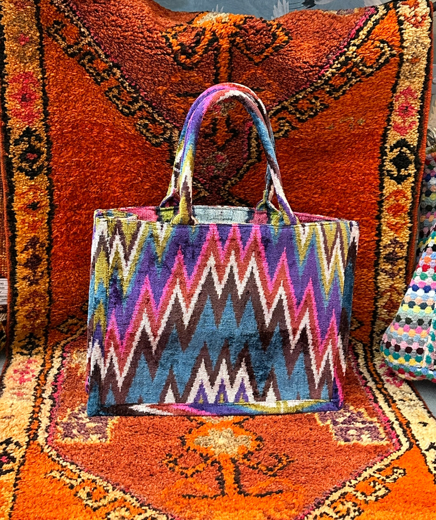 Bright zig zag Ikat Tote Bag