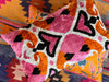 Stunning Pink, Orange & Black  Ikat velvet cushion