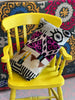 Evil Eye Panelled velvet Ikat cushion.