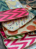 Pink zig zag rectangular silk ikat fibreglass tray