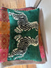 Emerald Velvet Zebra Velvet ikat Cushion with Ric Rac