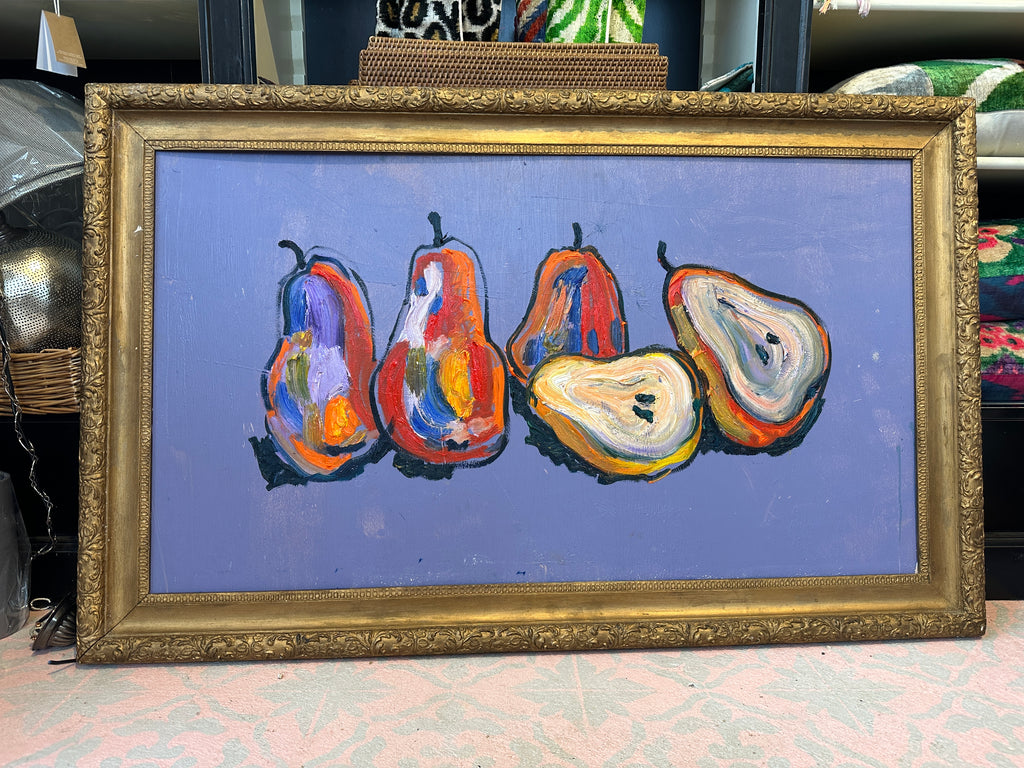 Framed Pears with stunning Purple Background