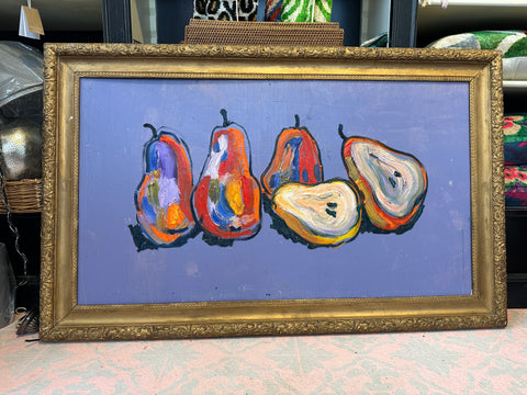 Framed Pears with stunning Purple Background