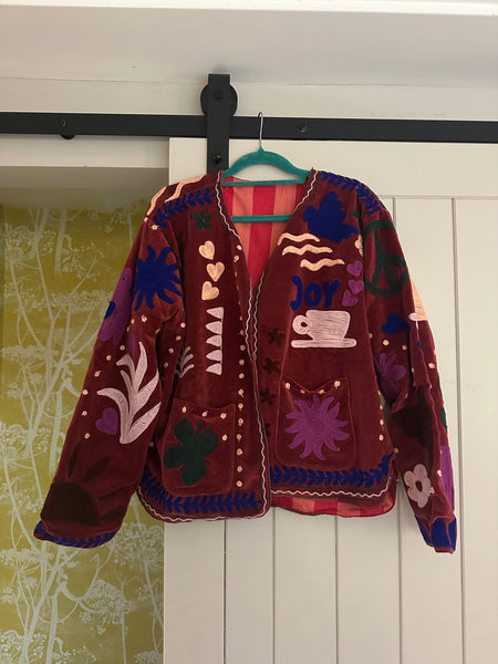 La Dolce Vita Embroidered Jacket Deep Red