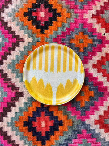 Yellow silk ikat fibreglass 30cm tray