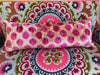 XL pink spot velvet Ikat Cushion