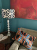 Orange & Blue  Velvet Ikat Cushion
