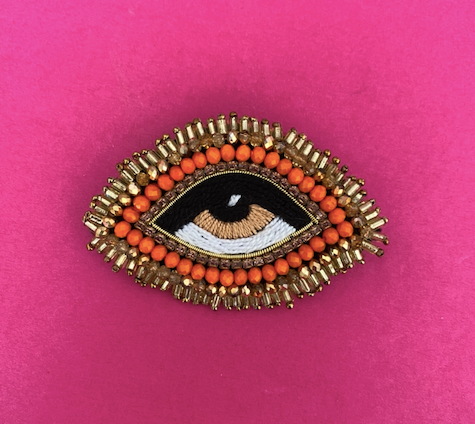 Orange Evil Eye Brooch