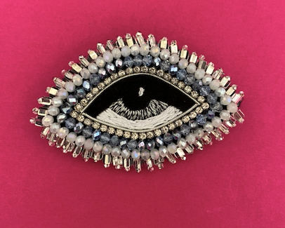 Silver & white Evil Eye Brooch