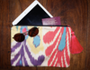 Ikat iPad bag - pink stripe
