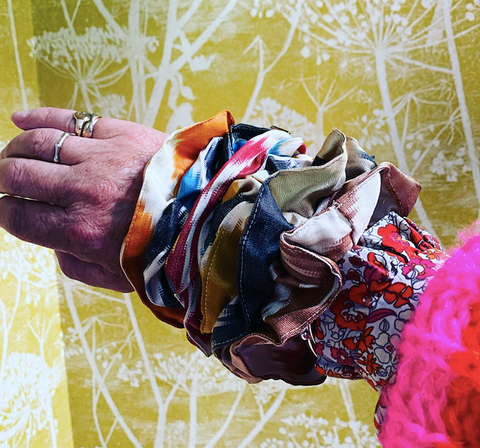 Silk ikat scrunchies