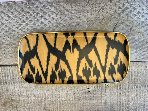 Rectangular Blue Ikat Silk & fibreglass tray