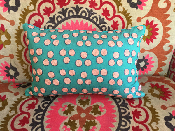 Blue & Pink embroidered Suzani Spot cushion