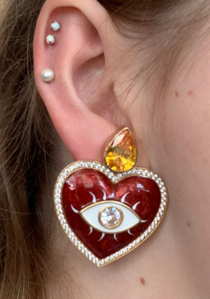 Heart Eye Earrings