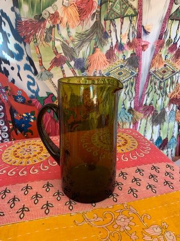 Moroccan Glass Jug - Amber