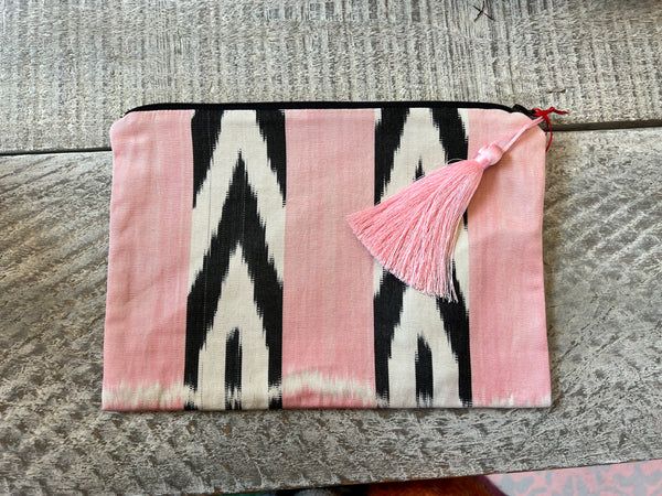 Ikat iPad bag - pink stripe