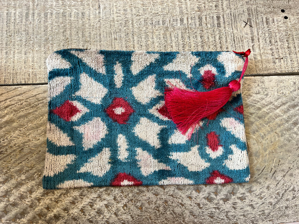 Ikat iPad bag - blue & red