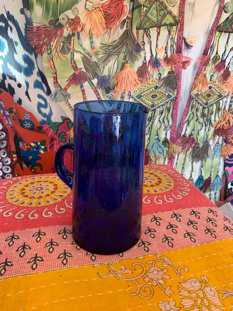 Moroccan Glass Jug - Blue
