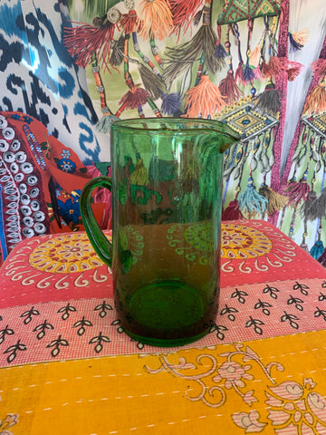 Moroccan Glass Jug - Green