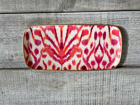 Pink & Orange Ikat fibreglass tray